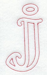 Majestic Letter J (Redwork) - 5 Inch