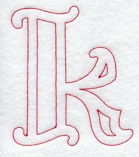 Majestic Letter K (Redwork) - 5 Inch