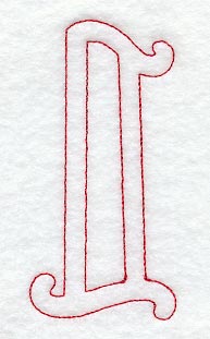 Majestic Letter L (Redwork) - 5 Inch