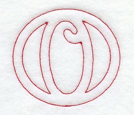 Majestic Letter O (Redwork) - 5 Inch