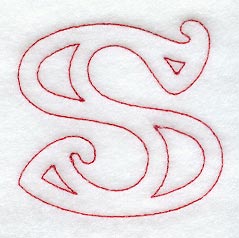 Majestic Letter S (Redwork) - 5 Inch