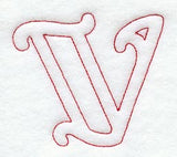 Majestic Letter V (Redwork) - 5 Inch