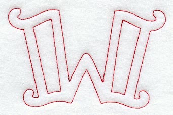 Majestic Letter W (Redwork) - 5 Inch