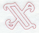 Majestic Letter X (Redwork) - 5 Inch