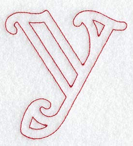 Majestic Letter Y (Redwork) - 5 Inch