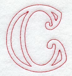 Majestic Letter C (Redwork) - 5 Inch