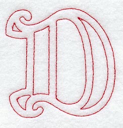 Majestic Letter D (Redwork) - 5 Inch