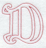 Majestic Letter D (Redwork) - 5 Inch