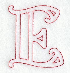Majestic Letter E (Redwork) - 5 Inch