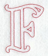 Majestic Letter F (Redwork) - 5 Inch