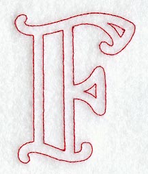 Majestic Letter F (Redwork) - 5 Inch