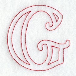 Majestic Letter G (Redwork) - 5 Inch