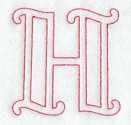 Majestic Letter H (Redwork) - 5 Inch