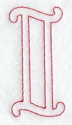 Majestic Letter I (Redwork) - 5 Inch