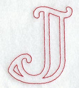 Majestic Letter J (Redwork) - 5 Inch