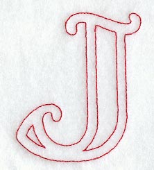 Majestic Letter J (Redwork) - 5 Inch