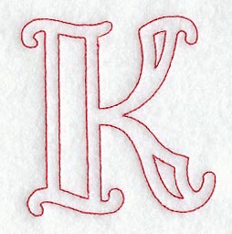 Majestic Letter K (Redwork) - 5 Inch