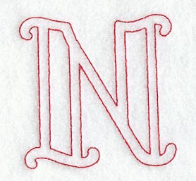 Majestic Letter N (Redwork) - 5 Inch