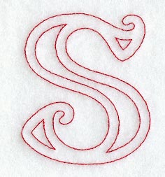 Majestic Letter S (Redwork) - 5 Inch