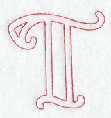 Majestic Letter T (Redwork) - 5 Inch
