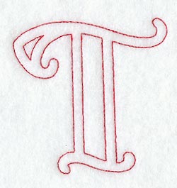 Majestic Letter T (Redwork) - 5 Inch