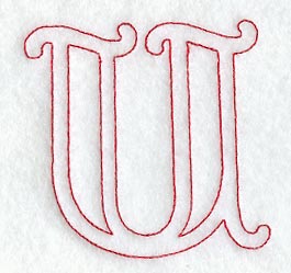 Majestic Letter U (Redwork) - 5 Inch