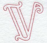 Majestic Letter V (Redwork) - 5 Inch