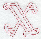 Majestic Letter X (Redwork) - 5 Inch