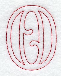 Majestic Number 0 (Redwork) - 5 Inch