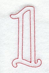 Majestic Number 1 (Redwork) - 5 Inch
