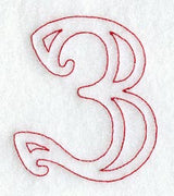 Majestic Number 3 (Redwork) - 5 Inch