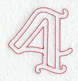 Majestic Number 4 (Redwork) - 5 Inch