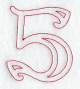 Majestic Number 5 (Redwork) - 5 Inch