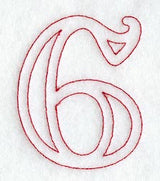 Majestic Number 6 (Redwork) - 5 Inch