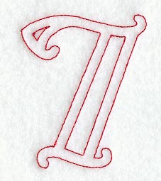 Majestic Number 7 (Redwork) - 5 Inch