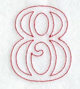 Majestic Number 8 (Redwork) - 5 Inch