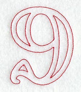 Majestic Number 9 (Redwork) - 5 Inch