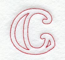 Majestic Letter C (Redwork) - 5 Inch