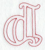 Majestic Letter D (Redwork) - 5 Inch