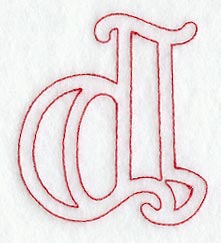 Majestic Letter D (Redwork) - 5 Inch
