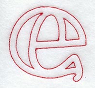 Majestic Letter E (Redwork) - 5 Inch