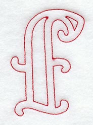Majestic Letter F (Redwork) - 5 Inch