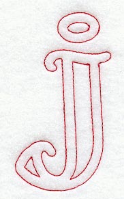 Majestic Letter J (Redwork) - 5 Inch