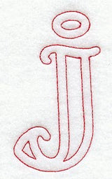 Majestic Letter J (Redwork) - 5 Inch
