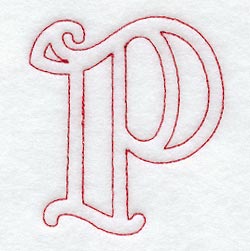 Majestic Letter P (Redwork) - 5 Inch