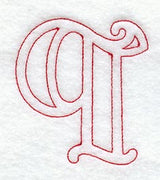 Majestic Letter Q (Redwork) - 5 Inch