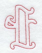 Majestic Letter T (Redwork) - 5 Inch
