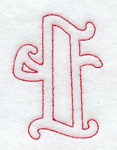 Majestic Letter T (Redwork) - 5 Inch
