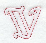 Majestic Letter V (Redwork) - 5 Inch