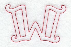 Majestic Letter W (Redwork) - 5 Inch